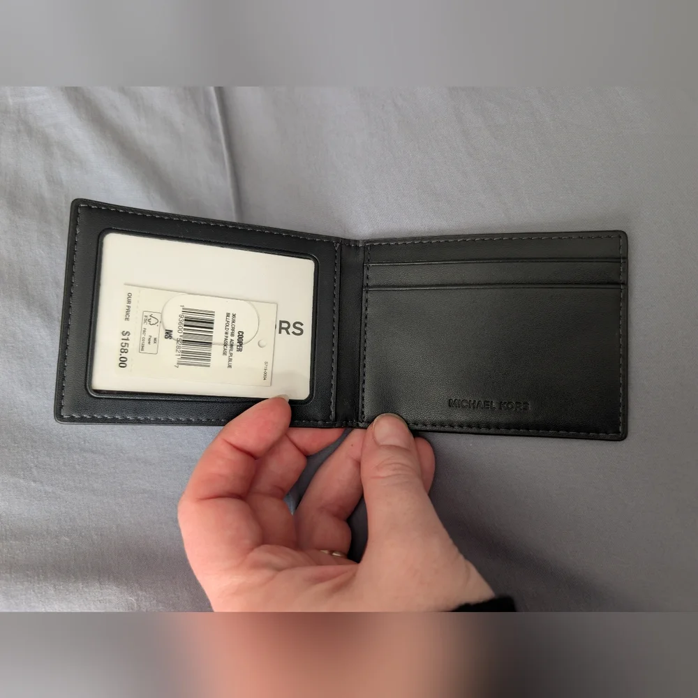 Michael Kors Men's Blue Monogram Billfold Card Holder Wallet
